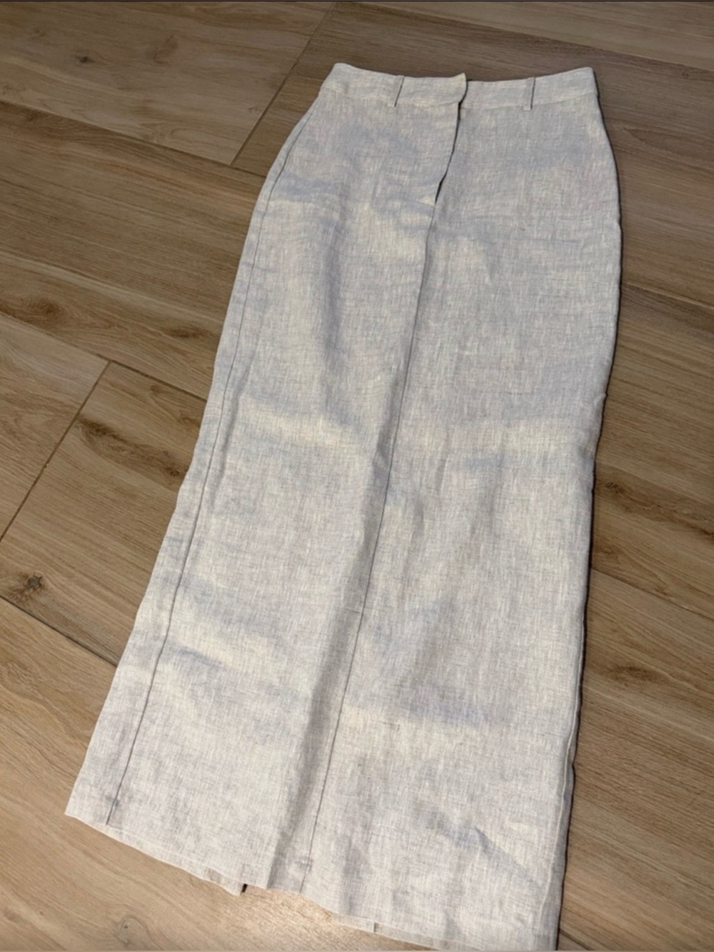 Reformation Light Beige Linen Maxi Skirt